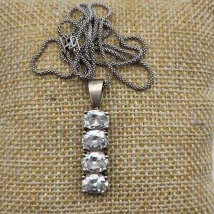 Fab Sterling Silver CZ Necklace Minimalist Sexy Pendant chain